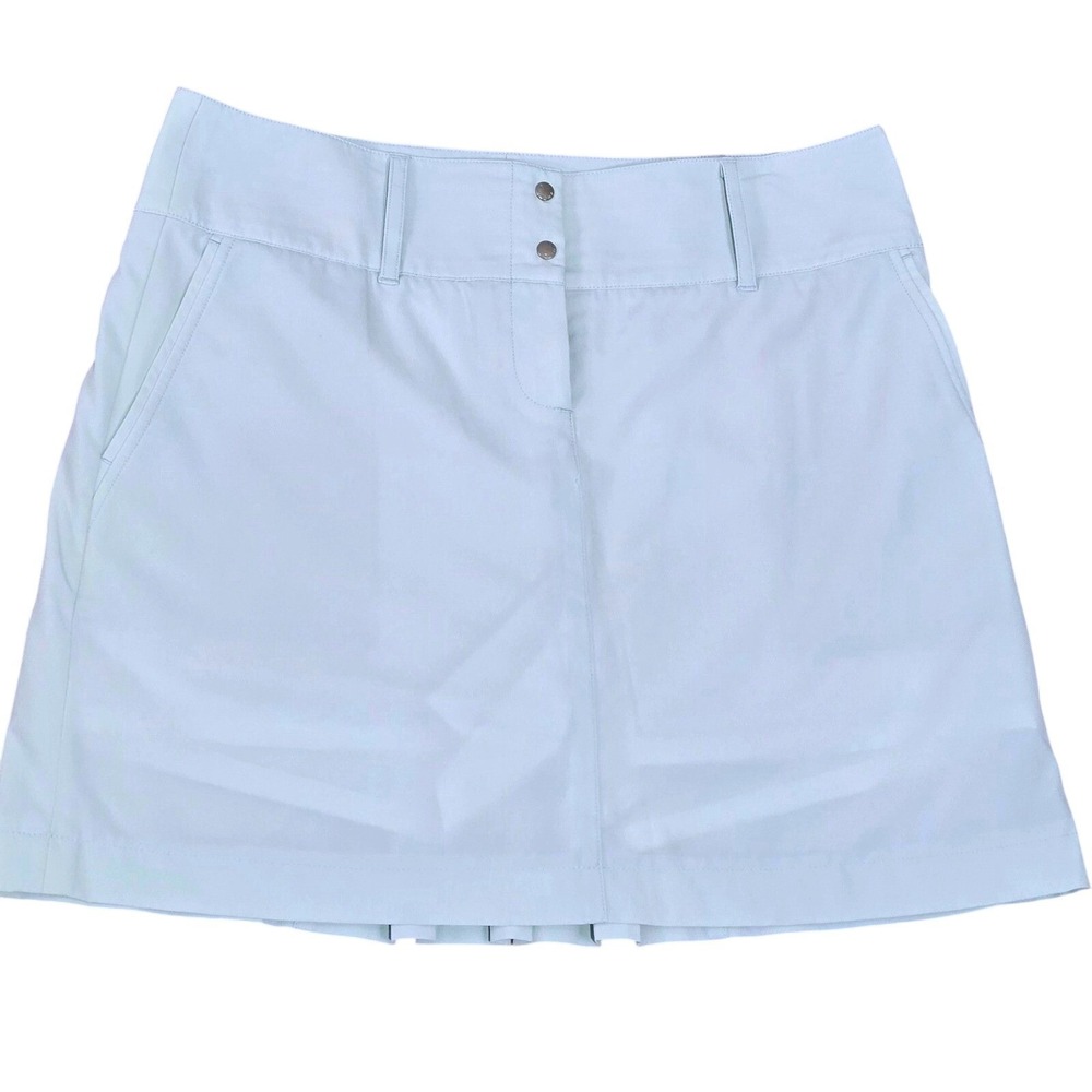 Annika Cutter Buck Womens‎ Size 8 Golf Skort Light Blue Pleated Stretch Zip Snap